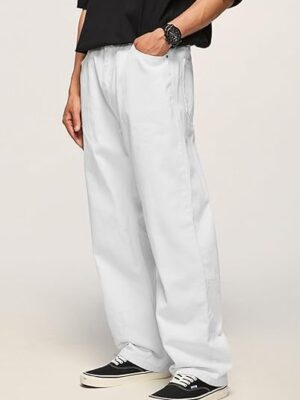 men Baggy Jeans for Men Women Skater Vintage Plain Pants Casual Wide Leg Jeans Loose Fit Denim Jeans