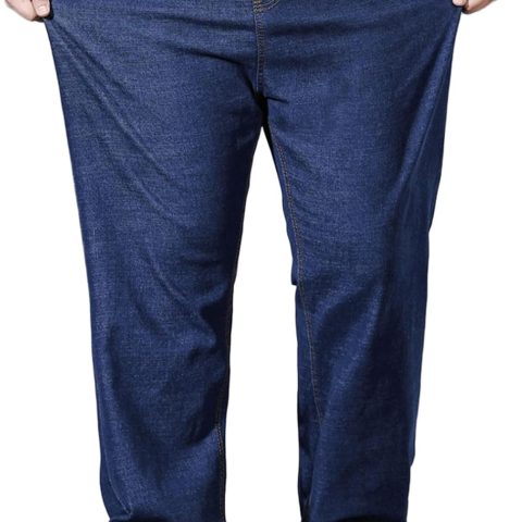 Plus Size Baggy Jeans for Men Elastic Waist Pull On Denim Pants Drawstring Straight Loose Jean Sweatpants