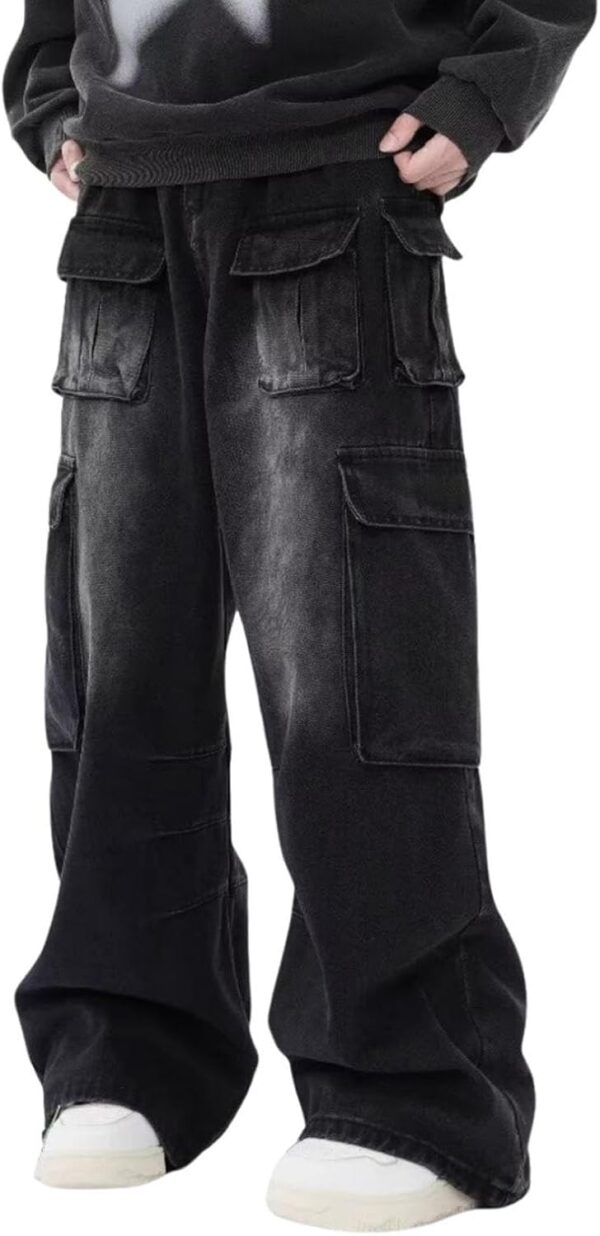 Cargo Pants with Pockets Men Women Baggy Jeans Wide Leg Loose Jeans Clothes Streetwear Black
