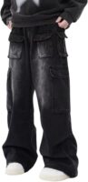 Cargo Pants with Pockets Men Women Baggy Jeans Wide Leg Loose Jeans Clothes Streetwear Black