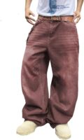 Mens Hip Hop Baggy Jeans Wide Leg Stylish Skater Jeans Casual Loose Fit Denim Pants Streetwear