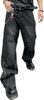 Men's Irregular Sutures Hip Hop Baggy Jeans Wide Leg Denim Pants Casual Loose Fit Trousers Streetwear