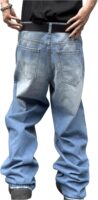 Men's Wide Leg Jeans Vintage Baggy Jeans Casual Loose Fit Denim Pants with Pockets