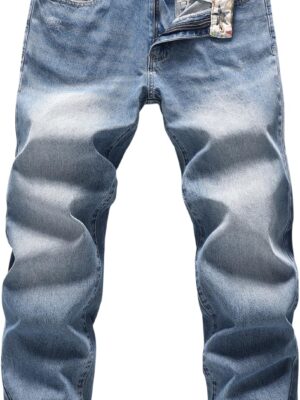 men Non-Stretch Regular Fit Straight-Leg Denim Pants Jeans