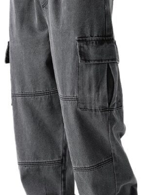 Denim Cargo Pants Baggy Jeans Gothic Punk Wide Leg Streetwear Oversized Relaxed Fit Jeans