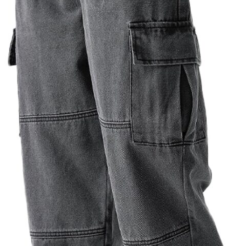 Denim Cargo Pants Baggy Jeans Gothic Punk Wide Leg Streetwear Oversized Relaxed Fit Jeans
