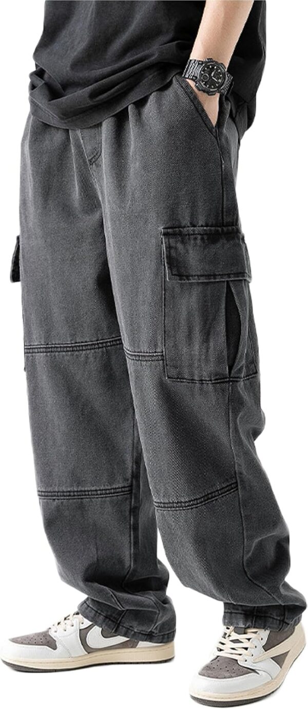 Denim Cargo Pants Baggy Jeans Gothic Punk Wide Leg Streetwear Oversized Relaxed Fit Jeans