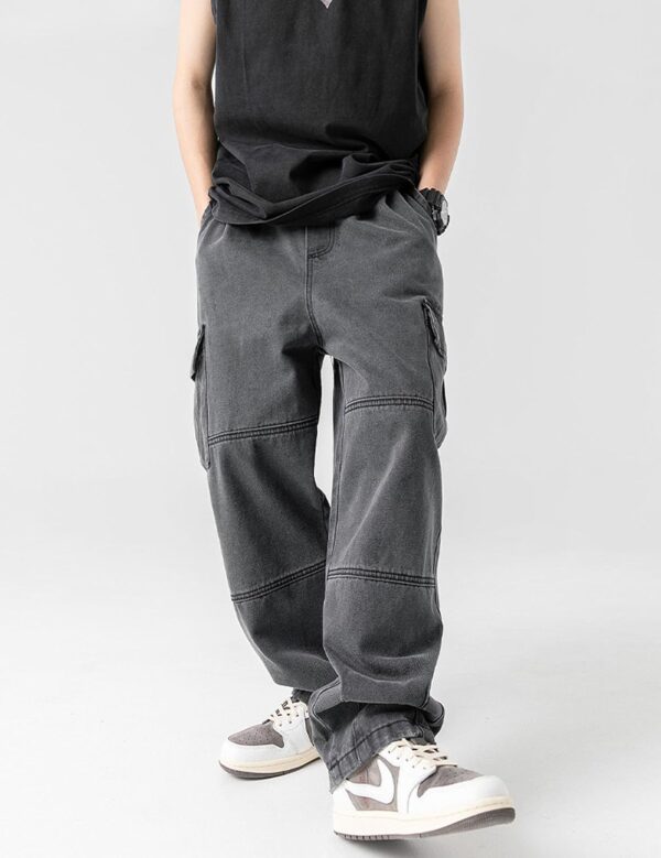 Denim Cargo Pants Baggy Jeans Gothic Punk Wide Leg Streetwear Oversized Relaxed Fit Jeans